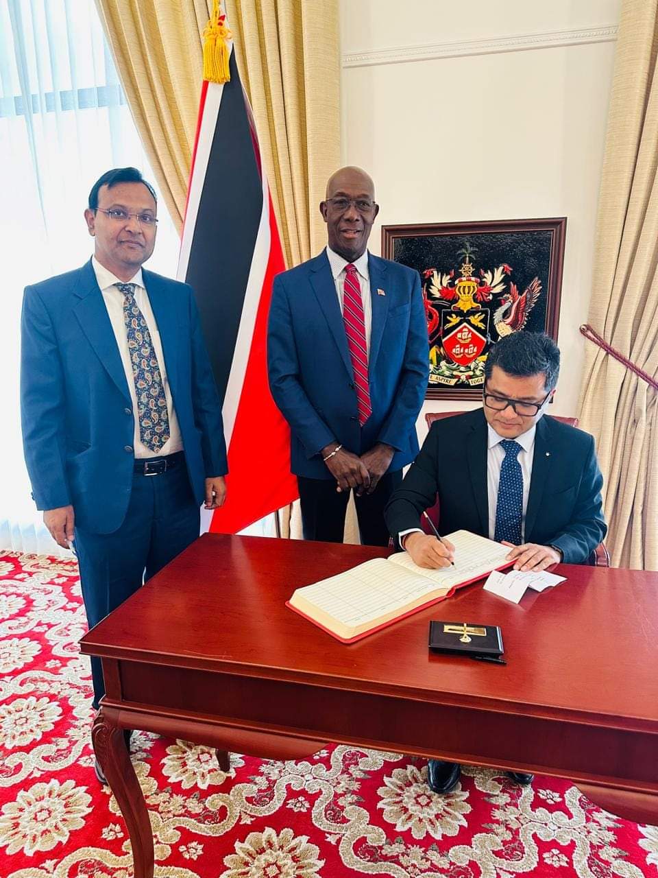 Minister of State for External Affairs Shri Pabitra Margherita called on Dr. The Honourable Keith Rowley, Prime Minister of the Republic of Trinidad and Tobago at his official residence today.  